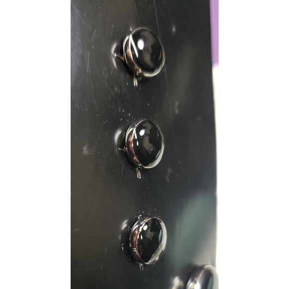 John William Clothing Cufflinks Set, Shiny Black Front, Silver Tone Back - Picture 4 of 9